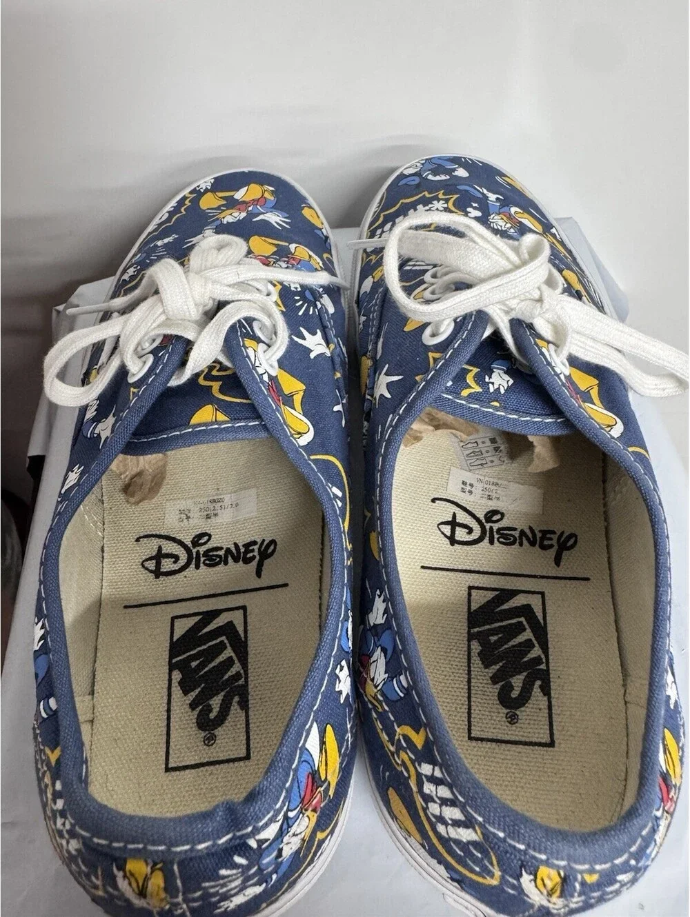 Vans Disney Donald Duck Authentic Sneakers Blue Canvas Shoes Men 7 Women 8.5